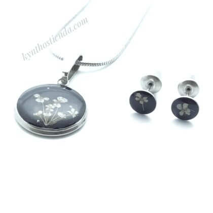 CONJUNTO Micro Flores Ivory - Noche - Acero Q.
