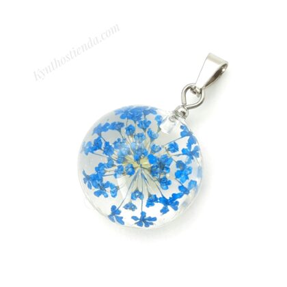 Dije Micro Flores Azules - Acero Q.