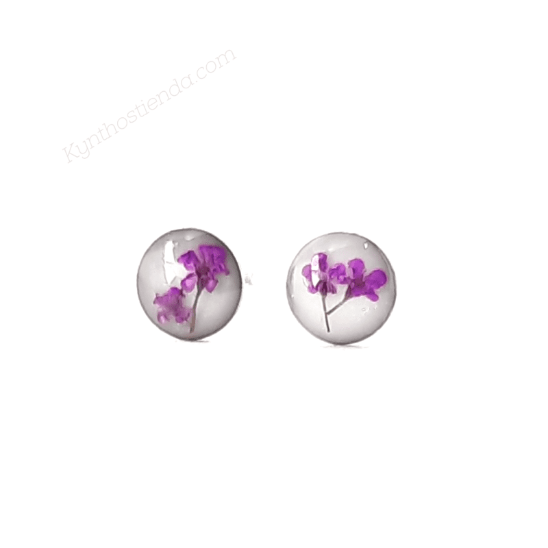 Aros "Colección Micro Flores Violetas" - Acero Q.