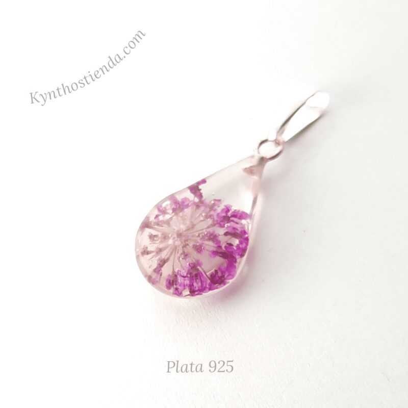 Dije Gota Colección Micro flores Violetas - Plata 925