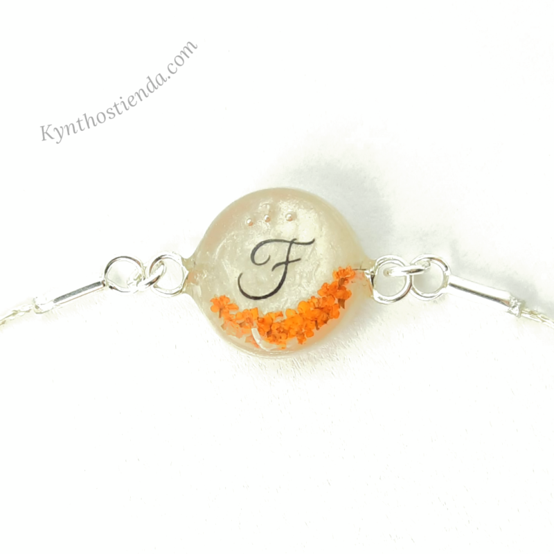 Pulsera Regulable con Inicial "Colección Microflores" Plata 925