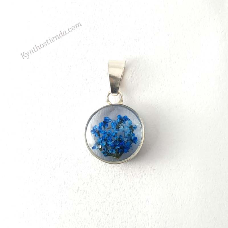 Dije Colección Micro Flores Azules 12 mm - Plata 925
