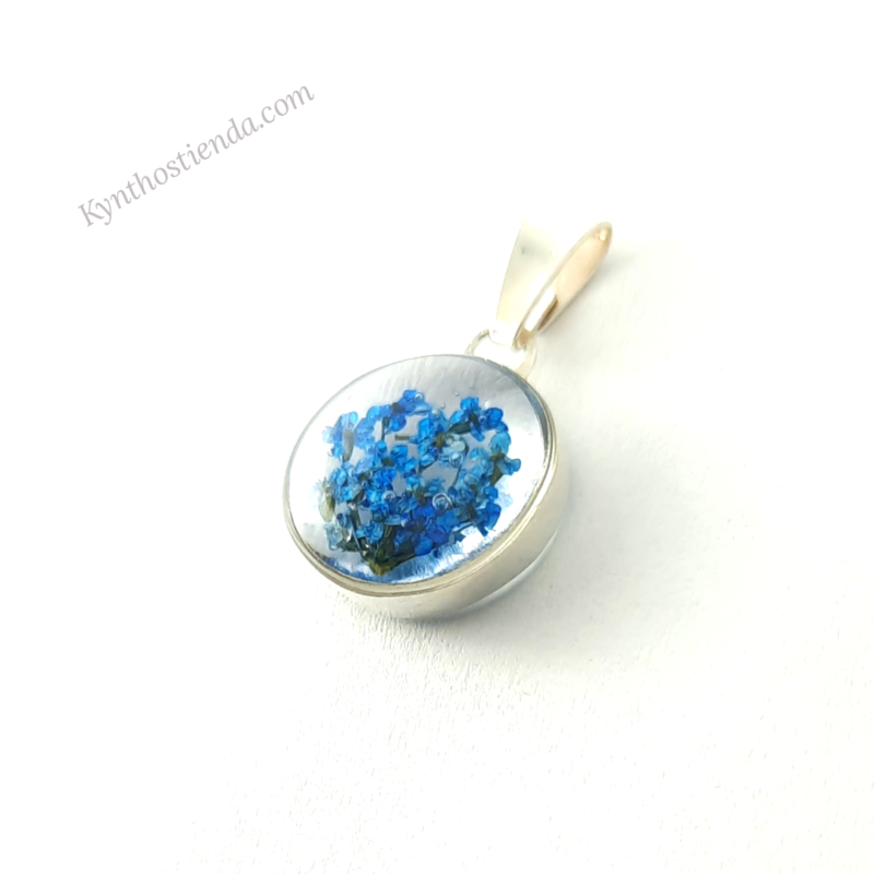Dije Colección Micro Flores Azules 12 mm - Plata 925