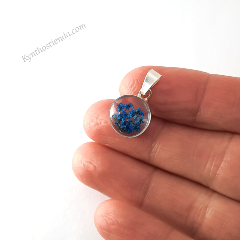 Dije Colección Micro Flores Azules 12 mm - Plata 925