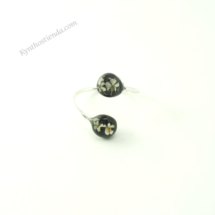 Anillo Regulable Microflores Blancas - Noche - Colección Pureza - Plata 925