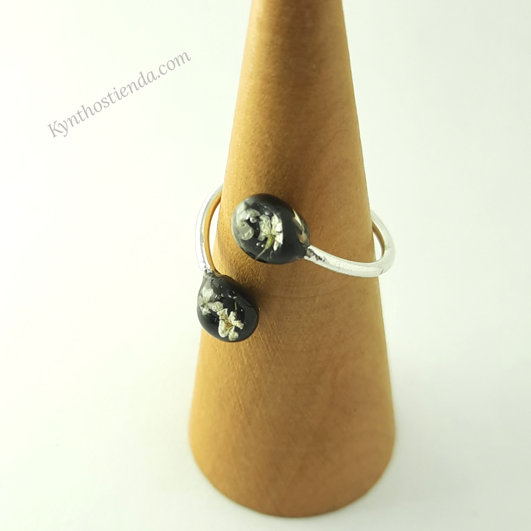 Anillo Regulable Microflores Blancas - Noche - Colección Pureza - Plata 925