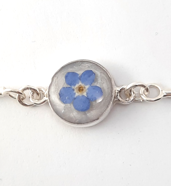 Pulsera 1 Flor 15 mm "Colección NomeOlvides" Plata 925