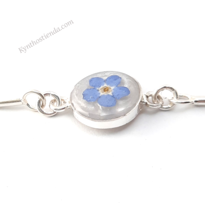 Pulsera 1 Flor 15 mm "Colección NomeOlvides" Plata 925