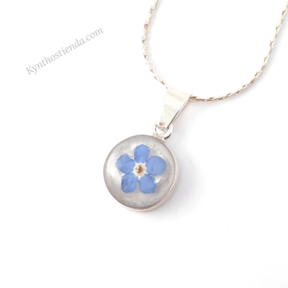 Dije 1,2 cm de una flor y Cadena de 45 cm "Colección NomeOlvides" Plata 925