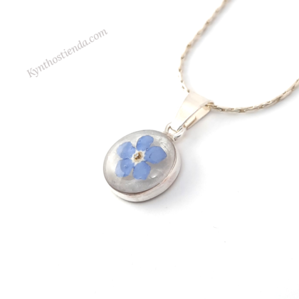 Dije 1,2 cm de una flor y Cadena de 45 cm "Colección NomeOlvides" Plata 925