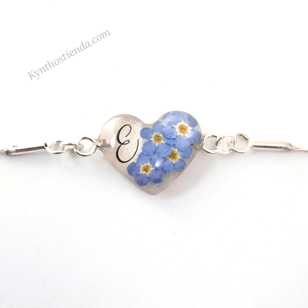 Pulsera Regulable con Inicial "Colección Nomeolvides" Plata 925