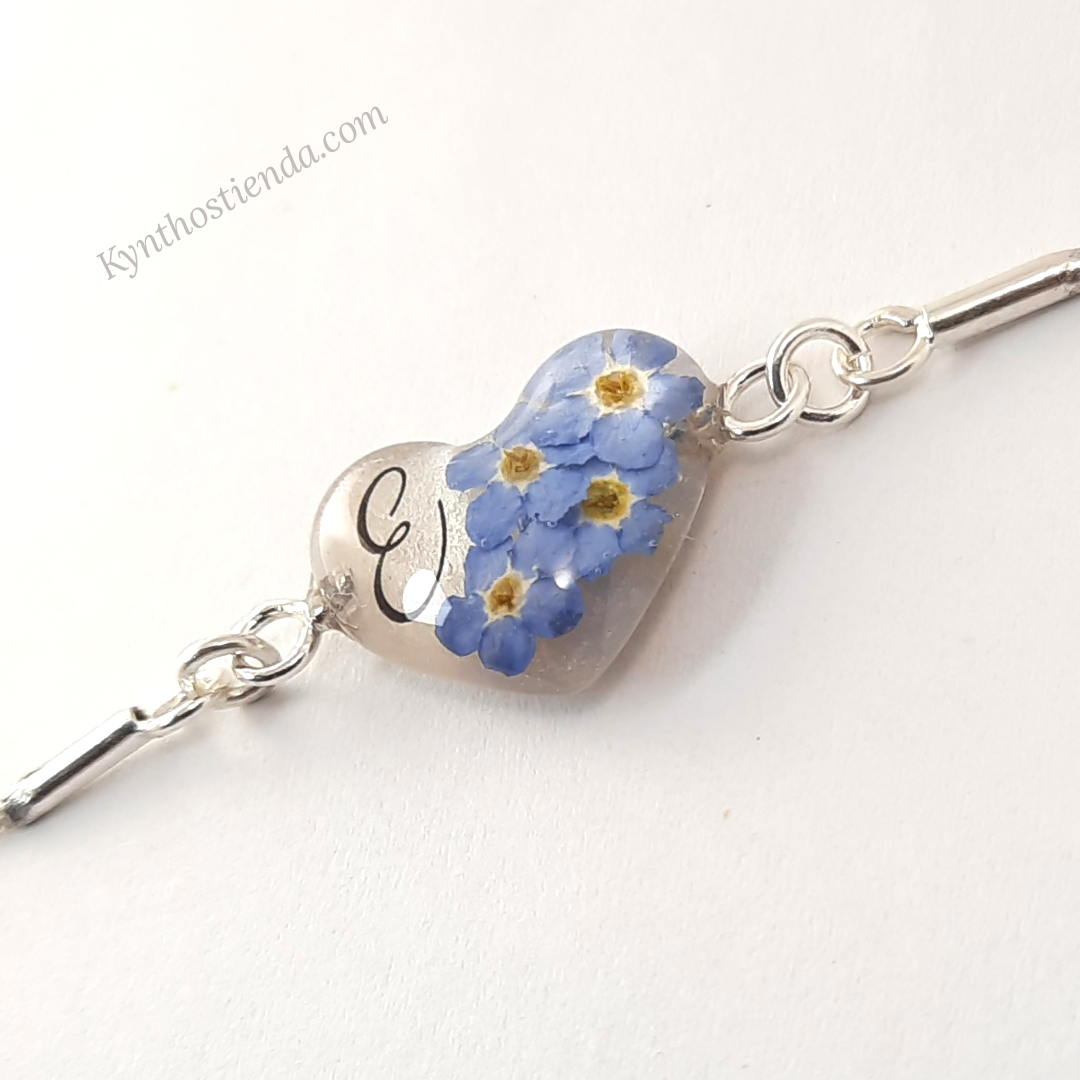 Pulsera Regulable con Inicial "Colección Nomeolvides" Plata 925