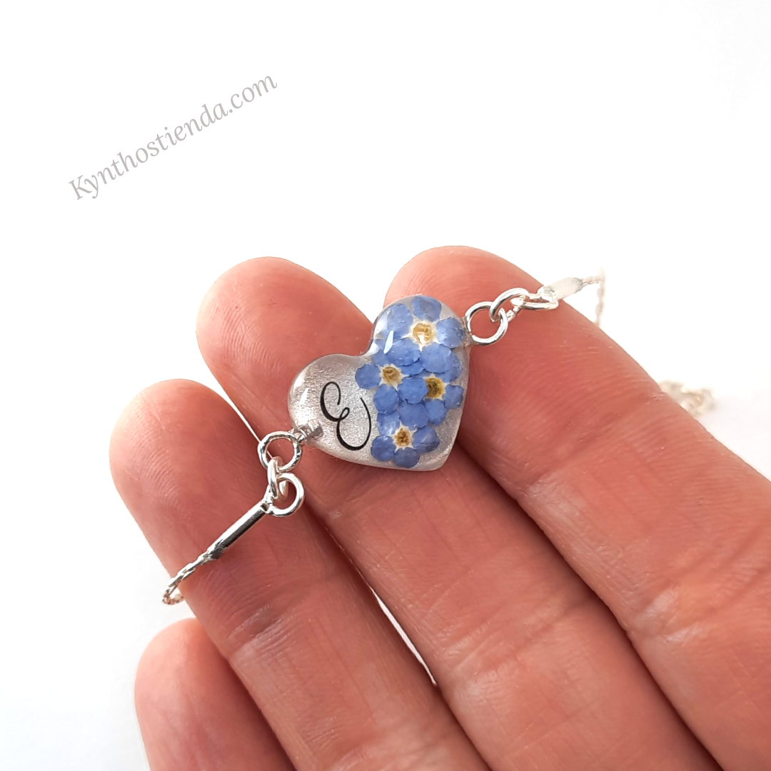 Pulsera Regulable con Inicial "Colección Nomeolvides" Plata 925