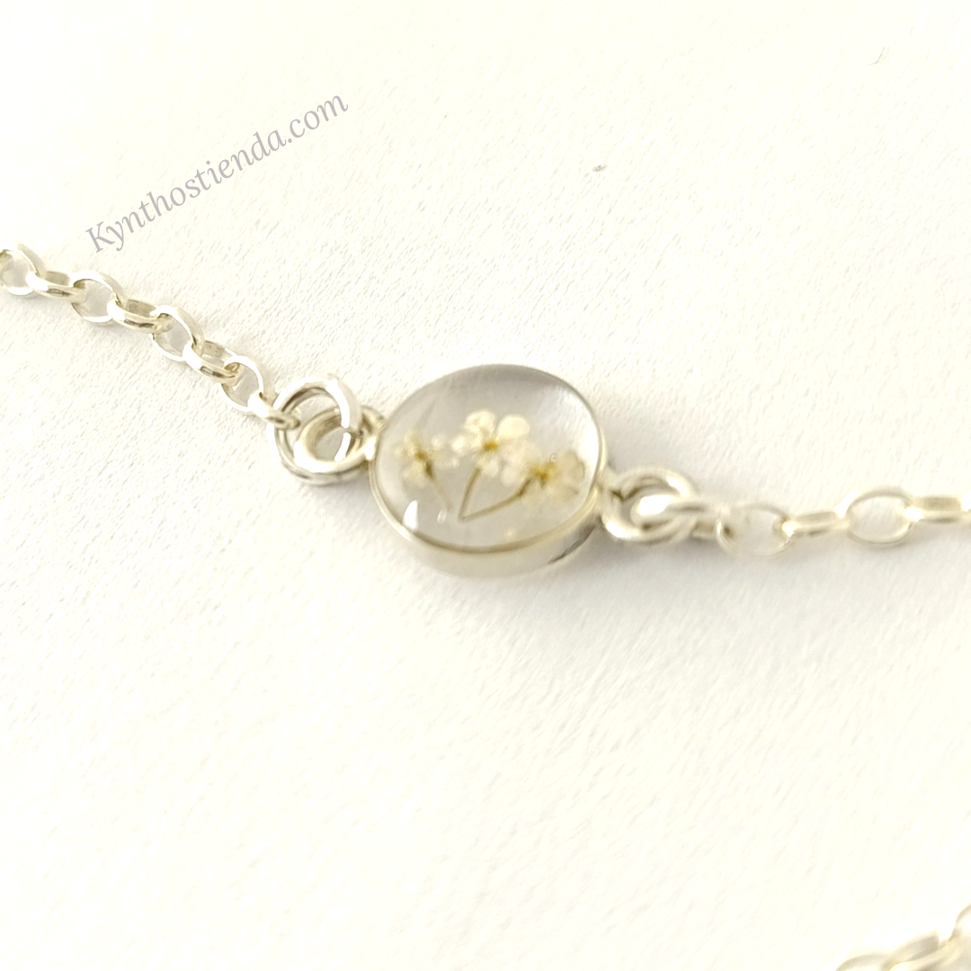 Pulsera Microflores Blancas - Colección Pureza - Plata 925