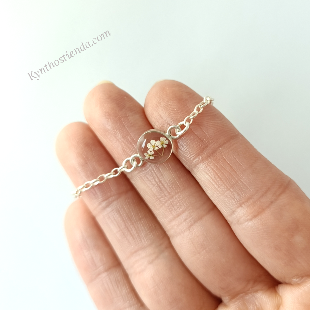 Pulsera Microflores Blancas - Colección Pureza - Plata 925